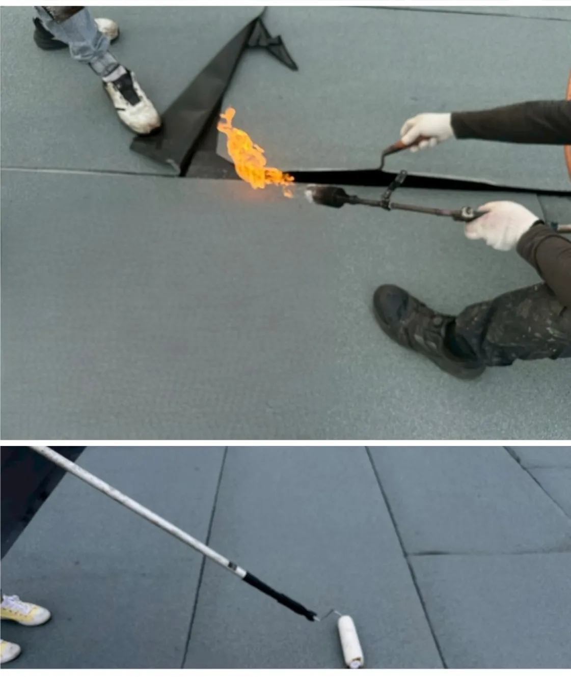 アスファルト防水工事の様子です🔥