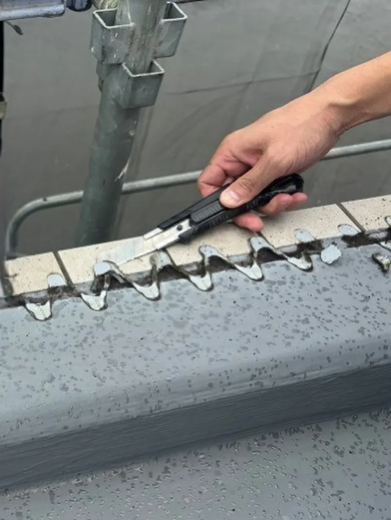 鳩よけ設置工事中の様子📸